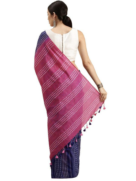 Tekhilet Violet & Mulberry Pink women's Kota Art Silk Saree With Blouse Piece