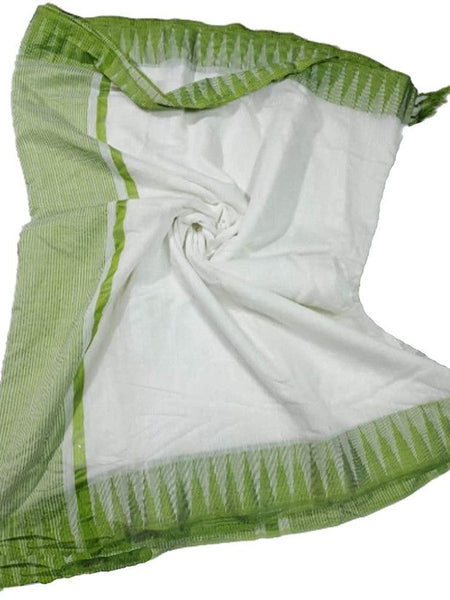 Bhagalpuri Kota Viscous Temple Border White Saree And Variable Color Border With Blouse Piece