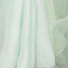 Whte-Green women's Bhagalpuri Handloom Linen Cotton Blend White Saree With Silver Zari Border And Contrast Unstitched Blouse Piece - View 4