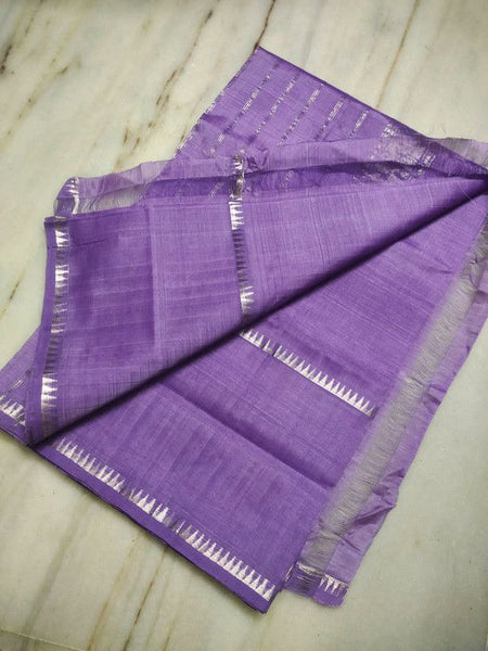 Cotton Handloom Mangalagiri Silk Saree with Temple Border (100215 Lavender_Purple) - View 2