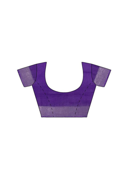 French Violet women's Bhagalpuri Handloom Linen Blend Saree And Variation Of Colors With Running Unstiched Blouse Piece - View 3
