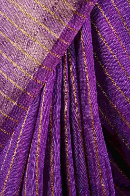 Bhagalpuri Silk Striped Sequins Saree with Zari Border (Electric_Purple) - View 3