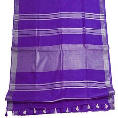 Electric Violet women's Bhagalpuri Linen Saree With Blouse Piece - View 5