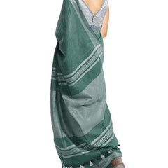 Hookers' Green women's Bhagalpuri Handloom Blend Linen-Cotton Saree With Running Unstiched Blouse Piece_Free Size_Variation Of Colors - View 6