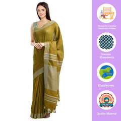 Bhagalpuri Handloom Blend Linen-Cotton Saree With Running Unstiched Blouse Piece_Free Size_Variation Of Colors - View 2