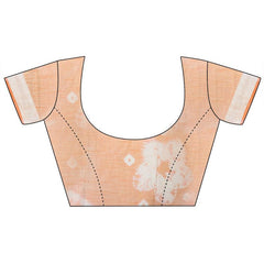 Orange women's Bhagalpuri Handloom Linen Blend Tie-Dye (Sibory Dye) Saree With Running Unstiched Blouse Piece - View 7