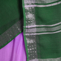 Bhagalpuri Handloom Linen Cotton Blend Two Dye Saree With Running Unstitched Blouse Piece - View 5