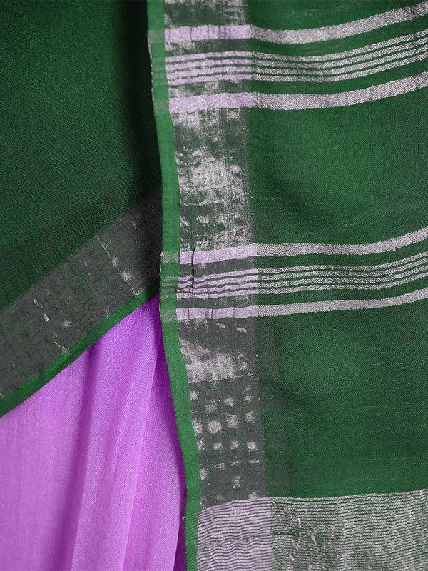 Bhagalpuri Handloom Linen Cotton Blend Two Dye Saree With Running Unstitched Blouse Piece - View 5
