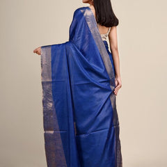 Handloom Tussar Munga Silk Bhagalpuri Saree for women's (Blue) - View 5