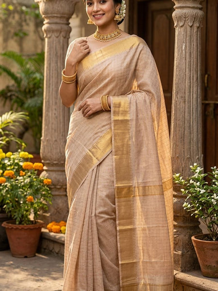 Exclusive Handwoven  Cotton SIlk Mangalgiri Saree With Running Blouse Piece - View 4