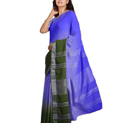 Bhagalpuri Handloom Linen Slub Blend Two Dye Saree With Running Unstitched Blouse Piece - View 2