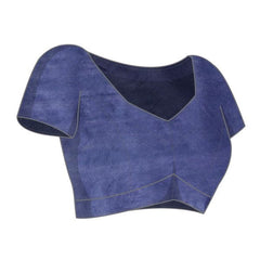 Klein Blue & Lavender Purple women's Kota Art Silk Saree With Blouse Piece - View 3