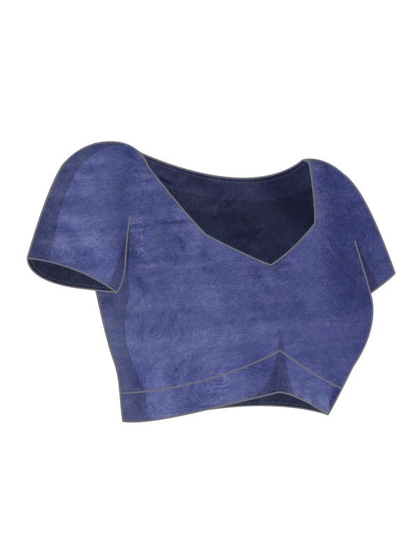Klein Blue & Lavender Purple women's Kota Art Silk Saree With Blouse Piece - View 3