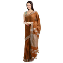 Bhagalpuri Handloom Blend Linen-Cotton Saree With Running Unstiched Blouse Piece_Free Size_Variation Of Colors