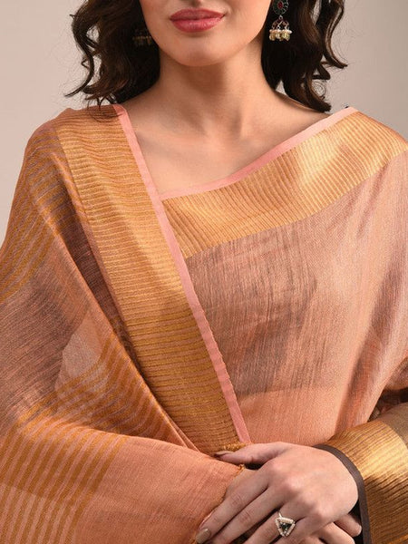 Tissue Linen Handloom Two Dye Saree - View 2