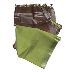 Ethnic Wear Bhagalpuri Handloom Cotton Linen Blend Two Dye Saree With Running Unstitched Blouse Piece