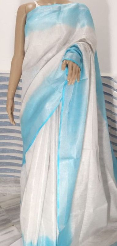 Tissue Linen Handloom Two Dye Saree