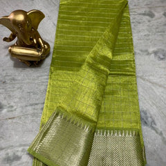Cotton Silk Handloom Bhagalpuri Wide Border Check Saree