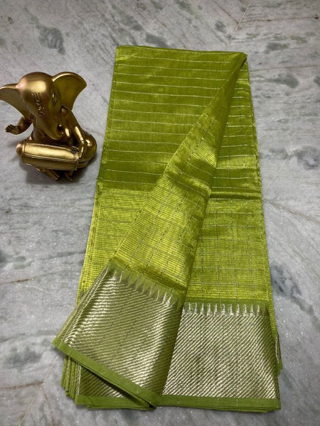 Cotton Silk Handloom Bhagalpuri Wide Border Check Saree
