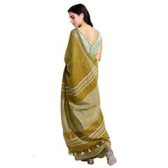 Bhagalpuri Handloom Blend Linen-Cotton Saree With Running Unstiched Blouse Piece_Free Size_Variation Of Colors