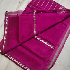 Cotton Handloom Mangalagiri Silk Saree with Temple Border (100206 Deep_Pink)