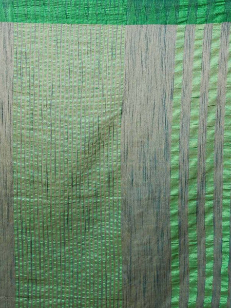Midnight Green women's Bhagalpuri Handloom Kota Silk Temple Border Saree And Variation Of Colors With Striped Blouse Piece - View 2