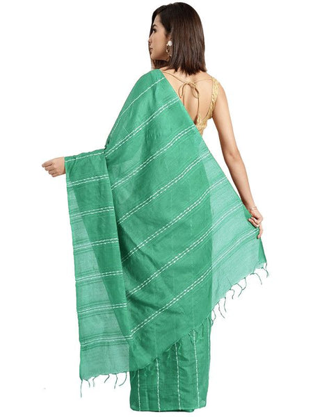 Zomp Turquoise Bhagalpuri women's Kota Art Silk Saree With Blouse Piece