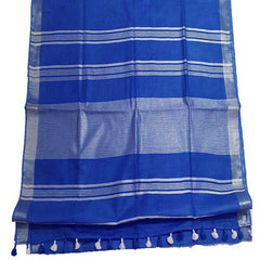 Celtic Blue women's Bhagalpuri Linen Blend Saree With Blouse Piece - View 5