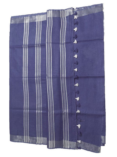 Ultra Violet women's Bhagalpuri Linen Saree With Blouse Piece