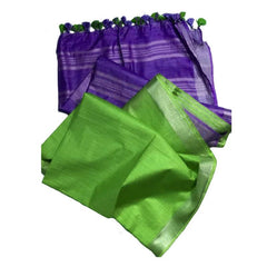 Rebecca Purple & Green women's Bhagalpuri Ethnic Wear Handloom Cotton Linen Slub Blend Zari Border Two Dye Saree With Running Unstitched Blouse Piece - View 2