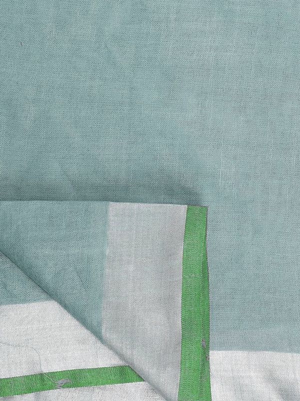 Handloom Bhagalpuri Linen-Cotton Saree With Contrast Blouse Piece - View 2
