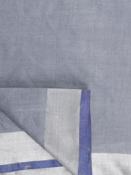 Grey women's Bhagalpuri Handloom Linen-Slub Saree With Contrast Blouse Piece - View 4