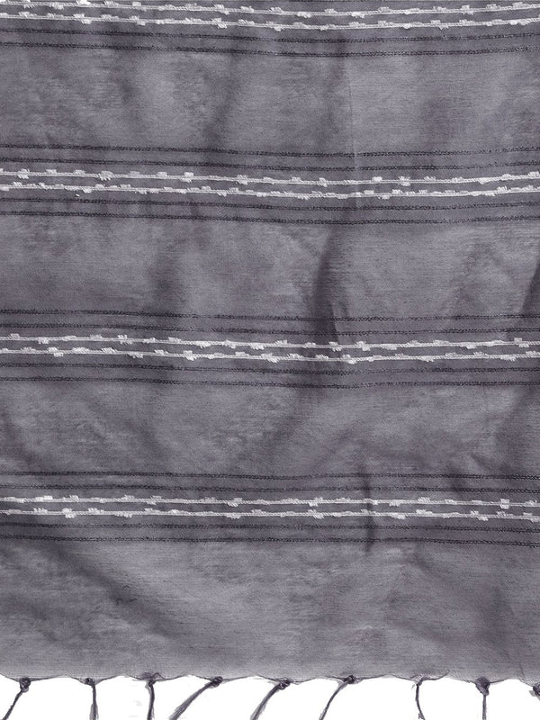 Grey women's Kota Art Silk Bhagalpuri Saree With Blouse Piece - View 4