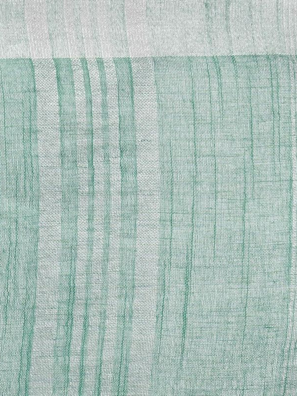 Mint Green women's Bhagalpuri Handloom Linen Blend Tie-Dye (Sibory Dye) Saree With Running Unstiched Blouse Piece - View 4