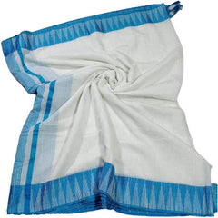 Cyan women's Bhagalpuri Kota Viscous Temple Border White Saree And Variable Color Border With Blouse Piece