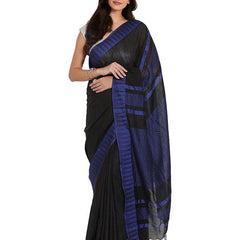 Bhagalpuri Handloom Katan Viscous Silk Temple Border Saree Ethnic Wear With Running Unstitched Striped Blouse Piece