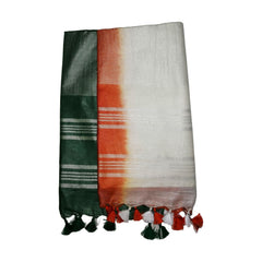 Republic Day / Independence Day Special Linen Cotton Blend Bhagalpuri Handloom Tricolor Flag Saree - View 5