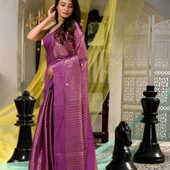 Bhagalpuri Handloom Cotton Tissue Silk Designer Zari Weaving Motif Saree (Rouge_Magenta) - View 3