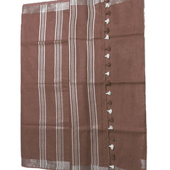 Russet Brown women's Bhagalpuri Linen Saree With Blouse Piece - View 4