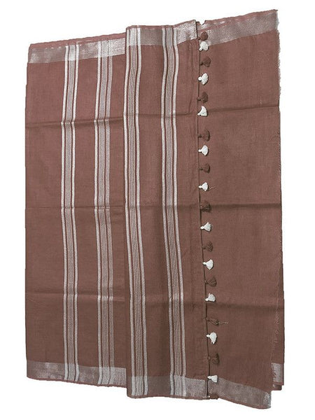 Russet Brown women's Bhagalpuri Linen Saree With Blouse Piece - View 4