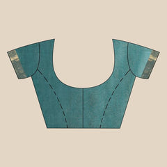 Munga Silk Tussar Blend Bhagalpuri Handloom Moonstone Cyan Saree - View 6