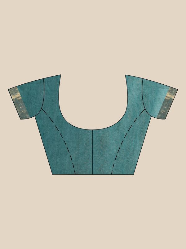 Munga Silk Tussar Blend Bhagalpuri Handloom Moonstone Cyan Saree - View 6