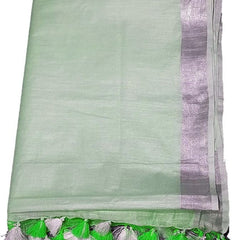 Erin Green women's Bhagalpuri Linen-Slub Blend Two Dye Saree With Blouse Piece - View 3