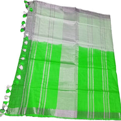 Erin Green women's Bhagalpuri Linen-Slub Blend Two Dye Saree With Blouse Piece - View 2