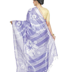 Ultra Violet women's Bhagalpuri Handloom Linen Blend Tie-Dye (Sibory Dye) Saree With Running Unstiched Blouse Piece - View 4