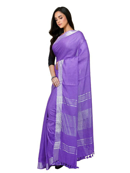 Bhagalpuri women's Handloom Linen Cotton Ethnic Wear Saree With Running Unstitched Blouse Piece - View 3