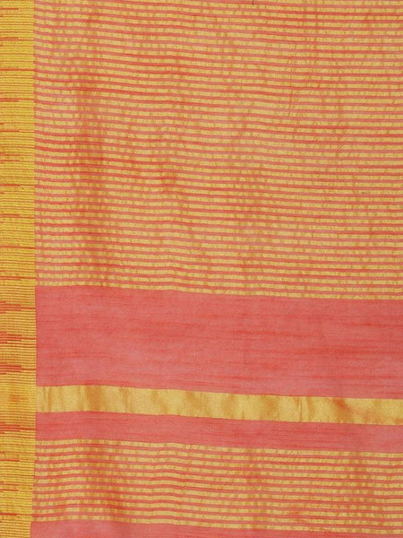 Bhagalpuri Handloom Kota Silk Temple Border Saree And Variation Of Colors With Striped Blouse Piece - View 3