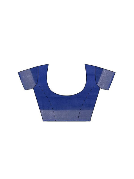 Cobalt Blue women's Bhagalpuri Handloom Linen Blend Saree And Variation Of Colors With Running Unstiched Blouse Piece - View 3