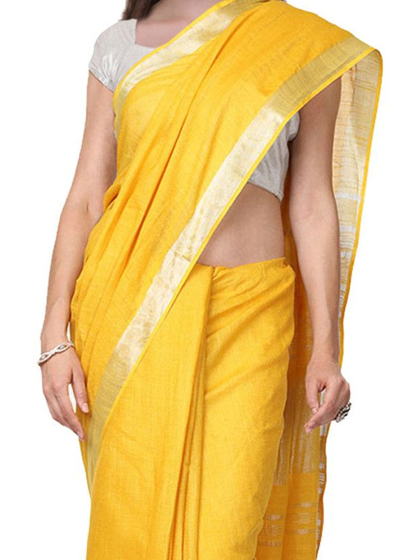 Red & Yellow women's Bhagalpuri Handloom Cotton-Linen Blend Saree Combo (Pack Of 2) With Running Unstiched Blouse Piece - View 7