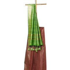 Bhagalpuri Pure Tussar Ghicha Silk Handloom Two Dye Saree